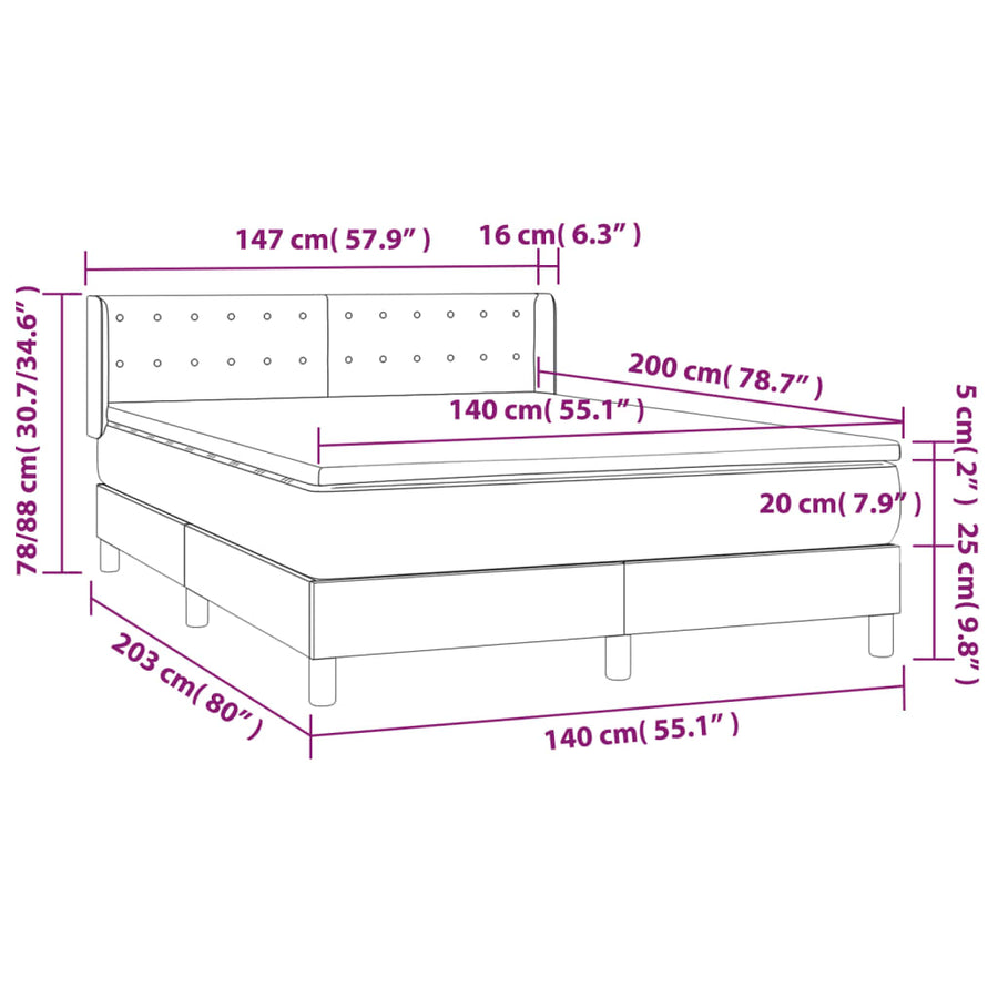 Boxspring Met Matras Fluweel Donkergroen 140 x 200 cm Knopen