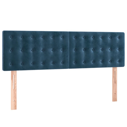 Boxspring Met Matras Fluweel Donkerblauw 140 x 200 cm Knopen