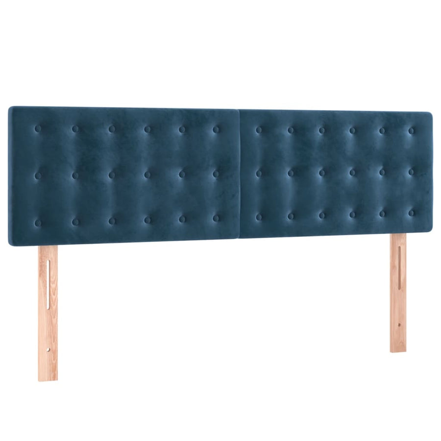 Boxspring Met Matras Fluweel Donkerblauw 140 x 200 cm Knopen