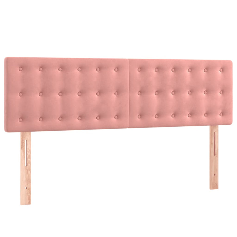 Boxspring Met Matras Fluweel Roze 140 x 200 cm Knopen