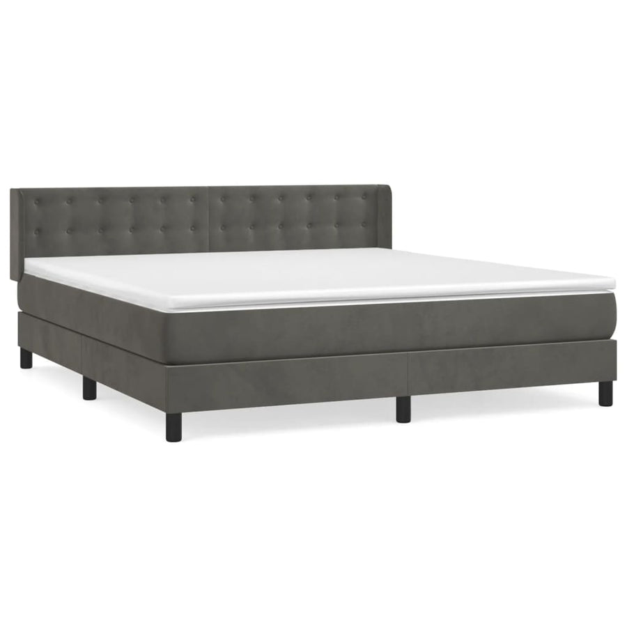 Boxspring Met Matras Fluweel Donkergrijs 160 x 200 cm Knopen