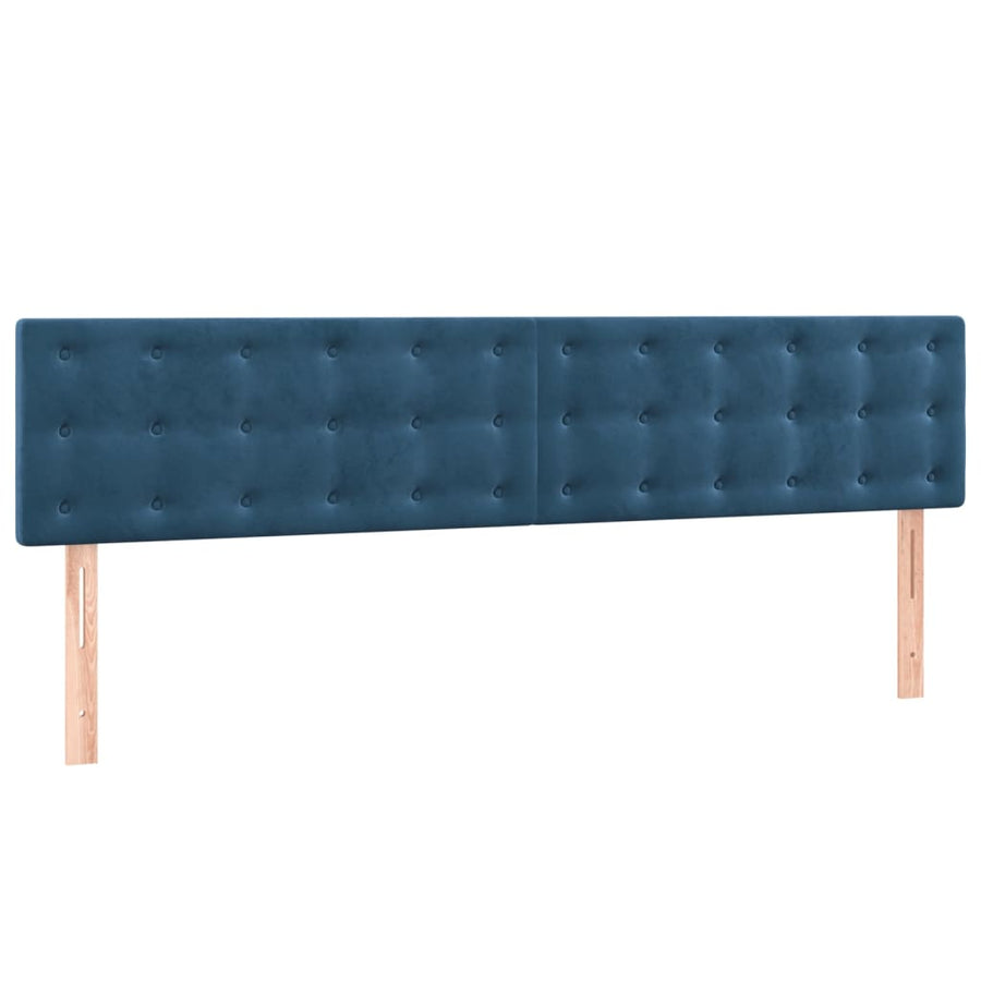 Boxspring Met Matras Fluweel Donkerblauw 160 x 200 cm Knopen