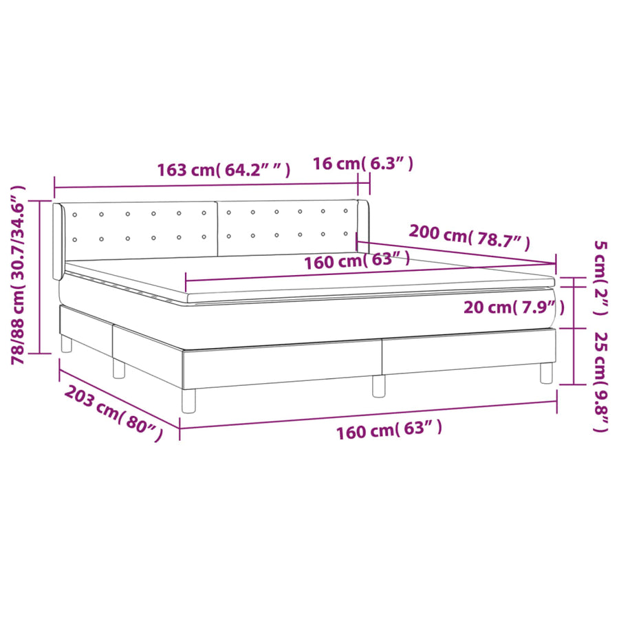 Boxspring Met Matras Fluweel Donkerblauw 160 x 200 cm Knopen