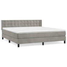 Boxspring Met Matras Fluweel Lichtgrijs 180 x 200 cm Knopen