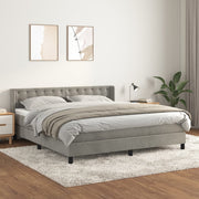 Boxspring met matras 180x200 cm lichtgrijs fluweel