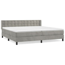Boxspring Met Matras Fluweel Lichtgrijs 200 x 200 cm Knopen
