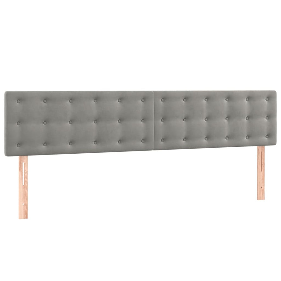 Boxspring Met Matras Fluweel Lichtgrijs 200 x 200 cm Knopen