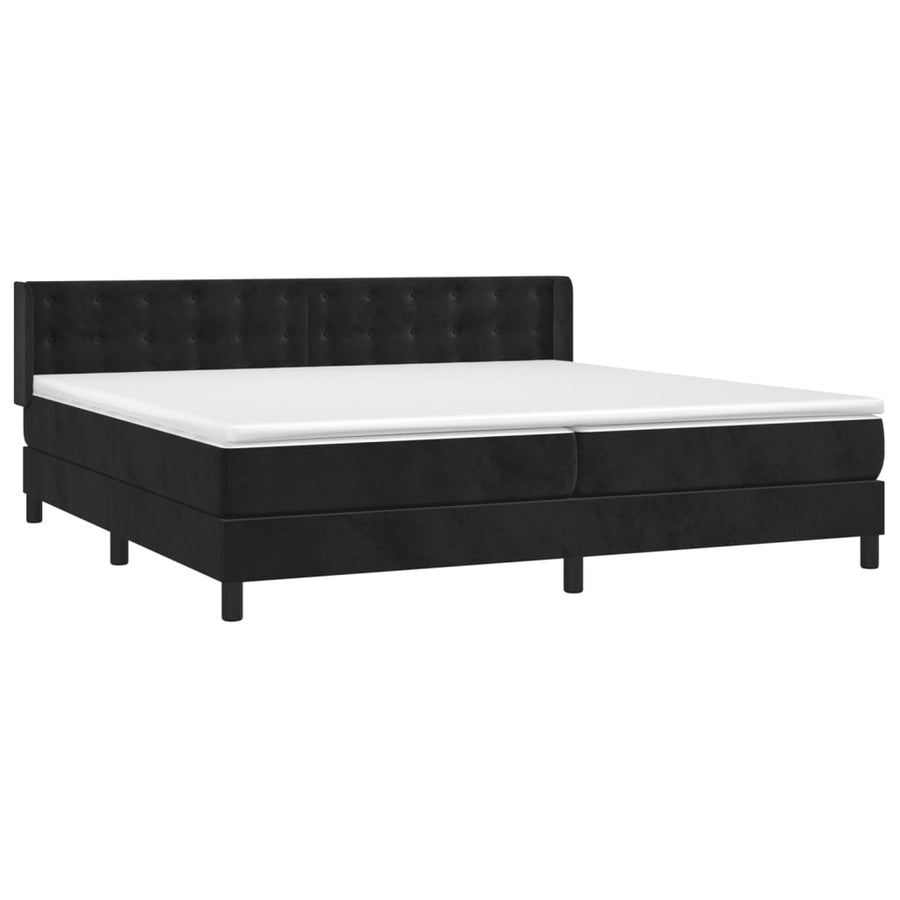 Boxspring met matras fluweel zwart 200x200 cm 200 x 200 cm Knopen