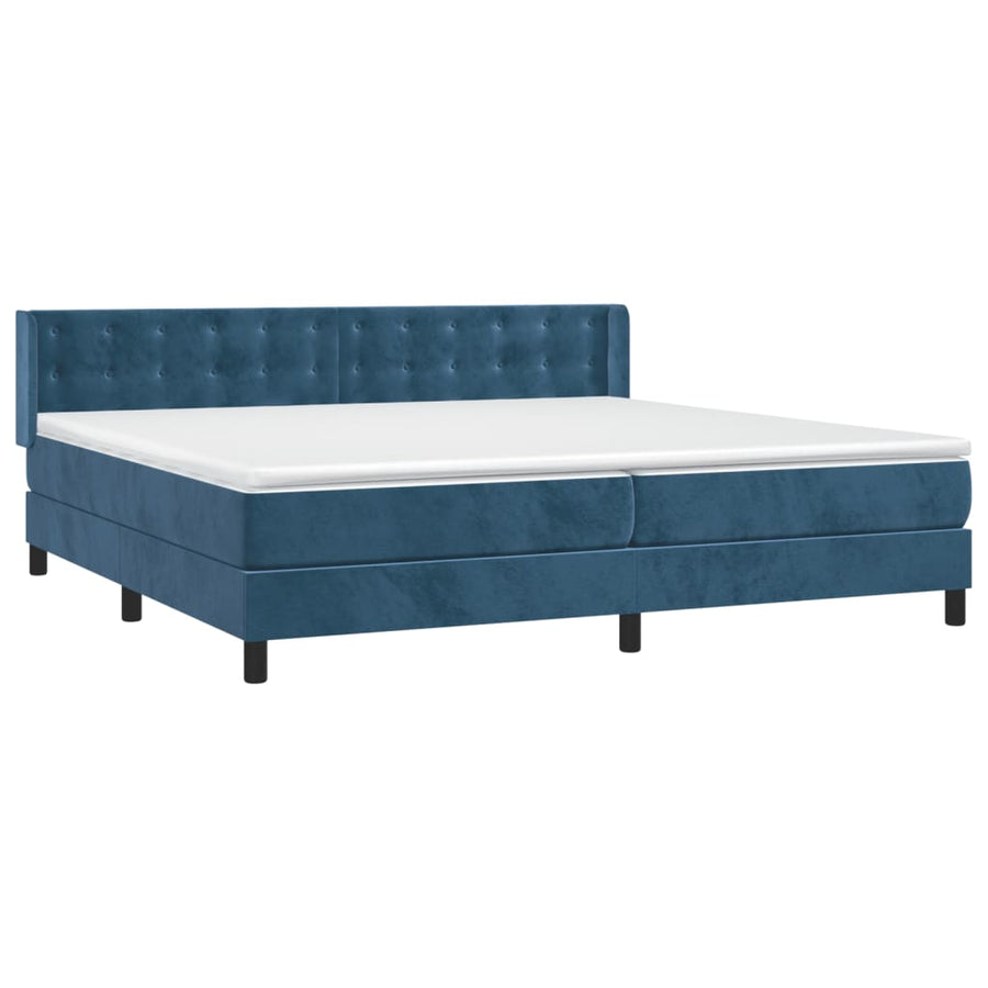 Boxspring Met Matras Fluweel Donkerblauw 200 x 200 cm Knopen