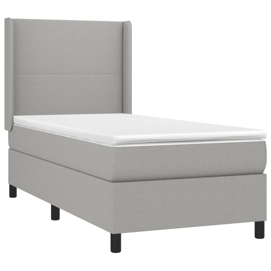 Boxspring Met Matras Stof Lichtgrijs 90 x 190 cm Effen ontwerp