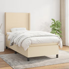 Boxspring met matras stof crèmekleurig 90x190 cm 90 x 190 cm Crème