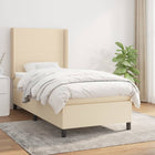 Boxspring met matras stof crèmekleurig 90x200 cm 90 x 200 cm Crème