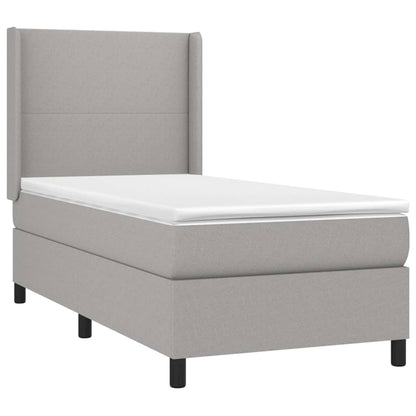 Boxspring Met Matras Stof Lichtgrijs 100 x 200 cm Effen ontwerp