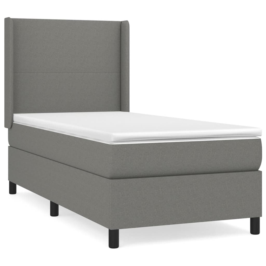 Boxspring Met Matras Stof Donkergrijs 100 x 200 cm Effen ontwerp