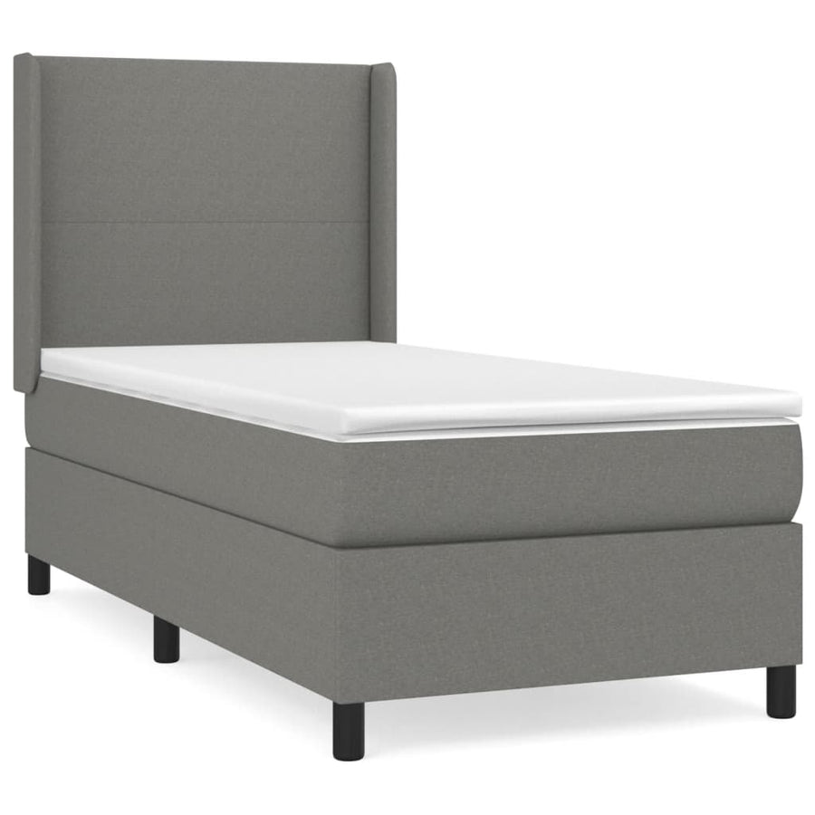 Boxspring Met Matras Stof Donkergrijs 100 x 200 cm Effen ontwerp