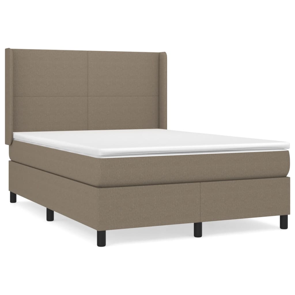 Boxspring met matras stof taupe 140x190 cm 140 x 190 cm Effen ontwerp