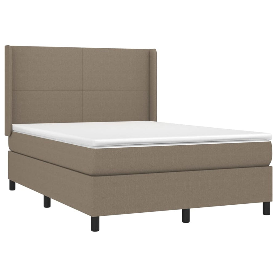 Boxspring met matras stof taupe 140x190 cm 140 x 190 cm Effen ontwerp
