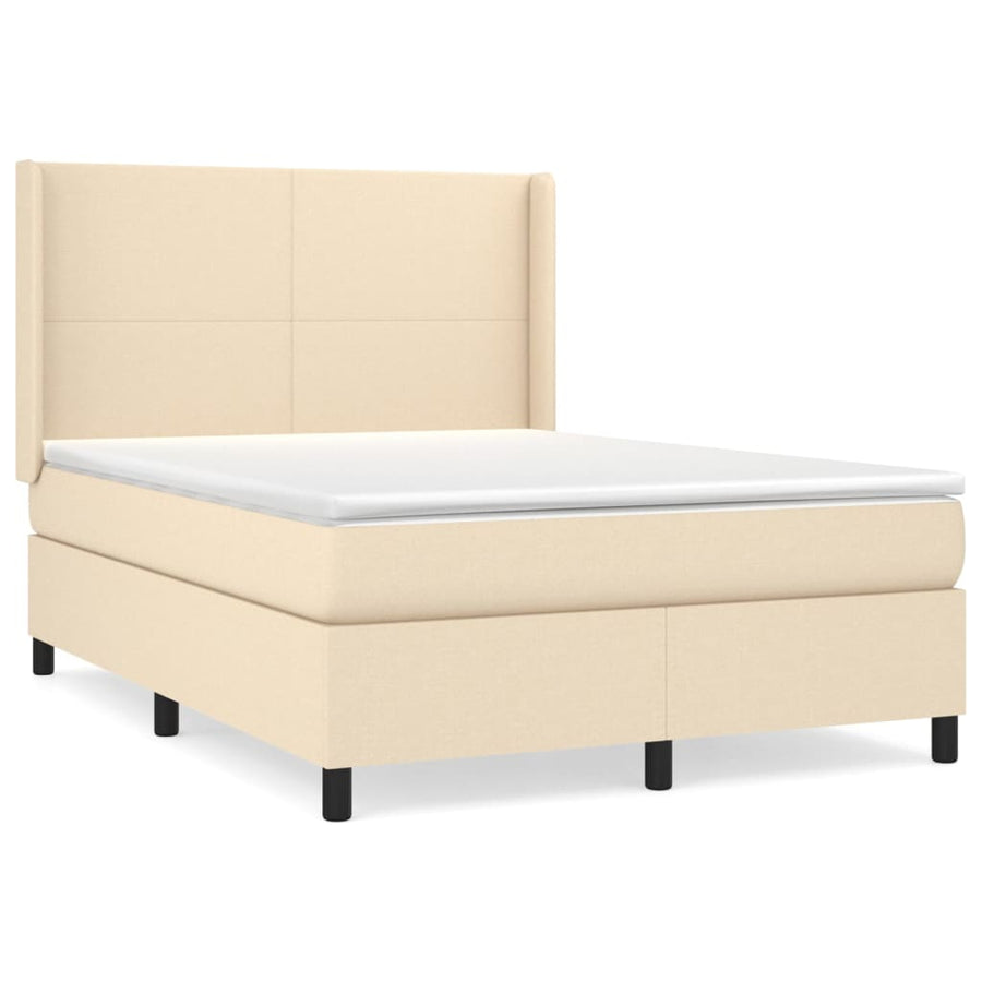 Boxspring met matras stof crèmekleurig 140x190 cm 140 x 190 cm Crème