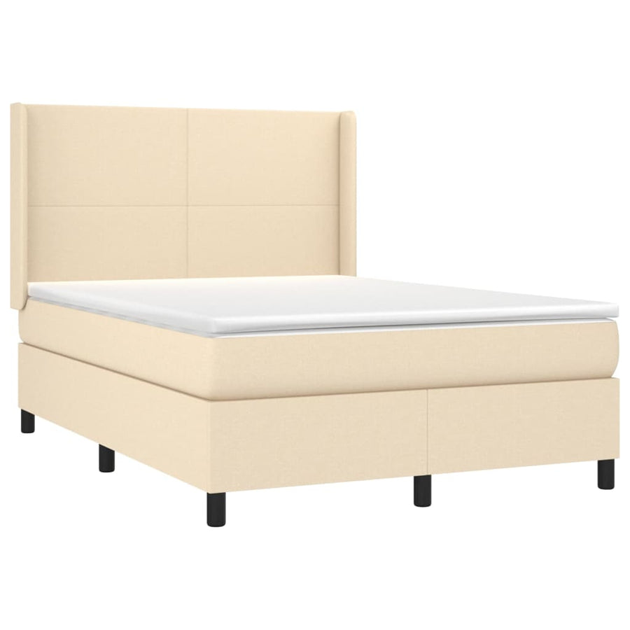 Boxspring met matras stof crèmekleurig 140x190 cm 140 x 190 cm Crème