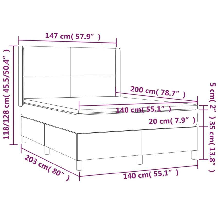 Boxspring Met Matras Stof Zwart 140 x 200 cm Effen ontwerp