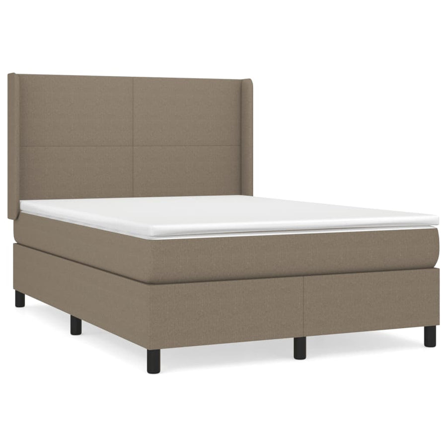 Boxspring met matras stof taupe 140x200 cm 140 x 200 cm Effen ontwerp