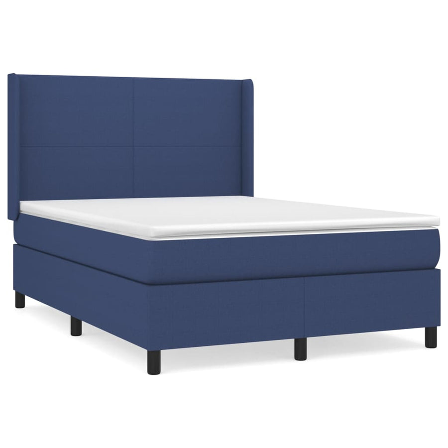 Boxspring Met Matras Stof Blauw 140 x 200 cm Effen ontwerp