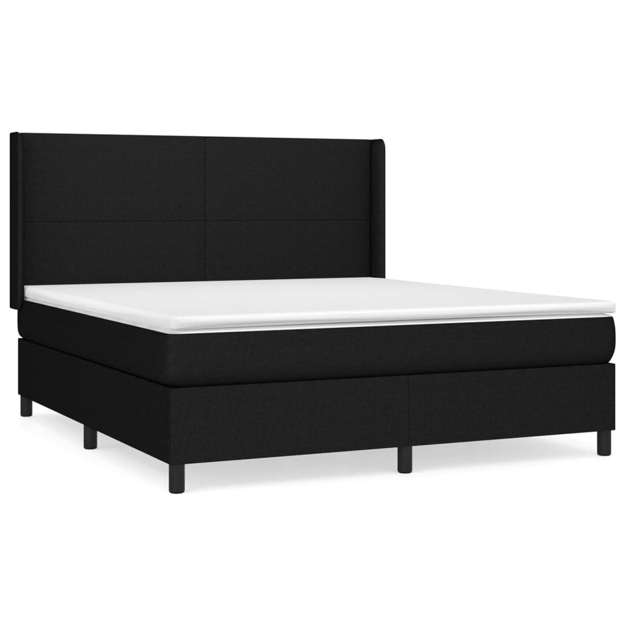 Boxspring Met Matras Stof Zwart 160 x 200 cm Effen ontwerp