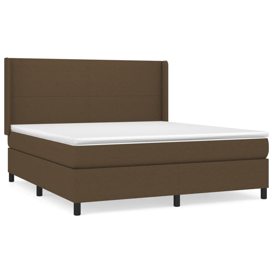 Boxspring Met Matras Stof Donkerbruin 160 x 200 cm Effen ontwerp