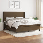 Boxspring Met Matras Stof Donkerbruin 160 x 200 cm Effen ontwerp