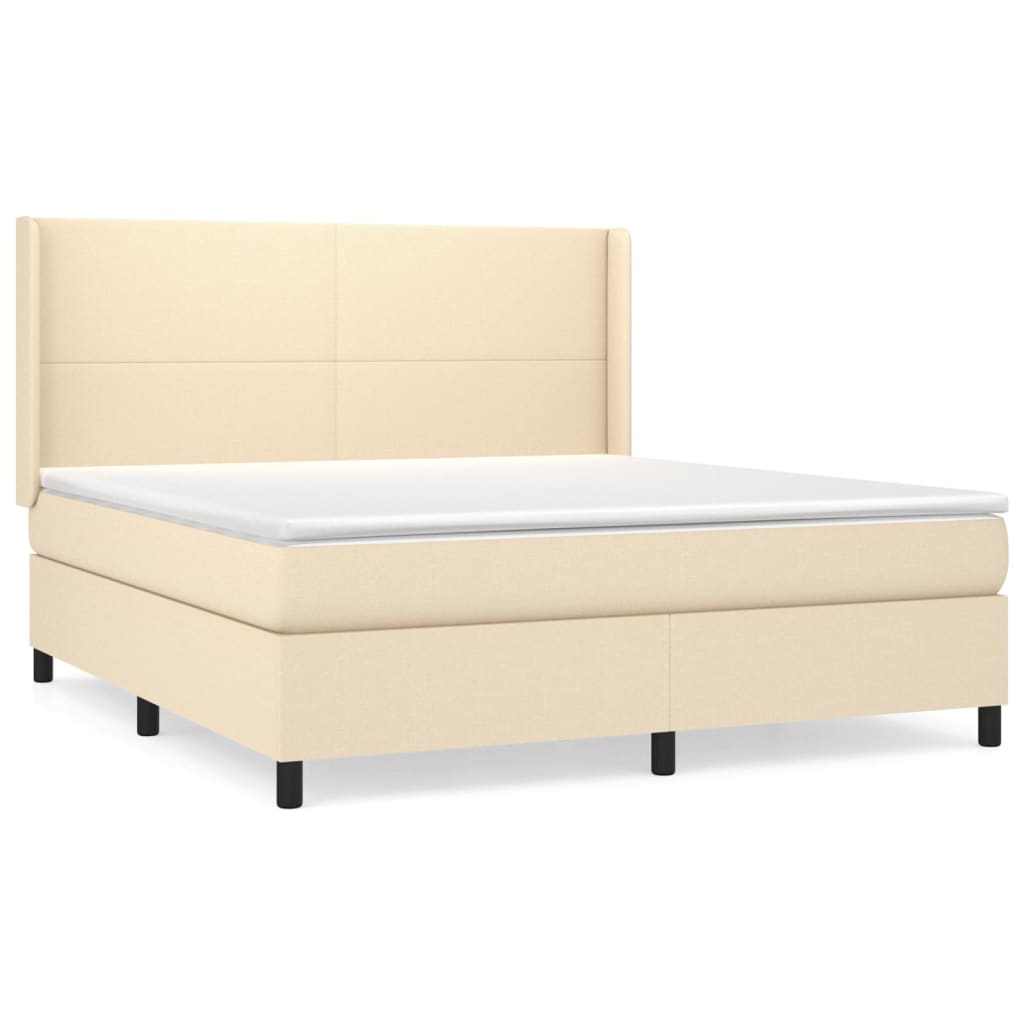 Boxspring Met Matras Stof Kleurig Crème 160 x 200 cm Effen ontwerp