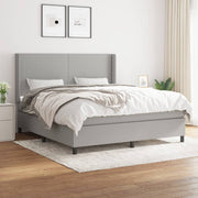 Box spring with light grey fabric mattress 180x200 cm