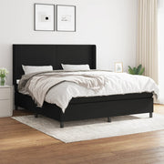Box spring with mattress, black fabric, 180x200 cm