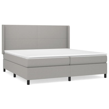 Boxspring Met Matras Stof Lichtgrijs 200 x 200 cm Effen ontwerp