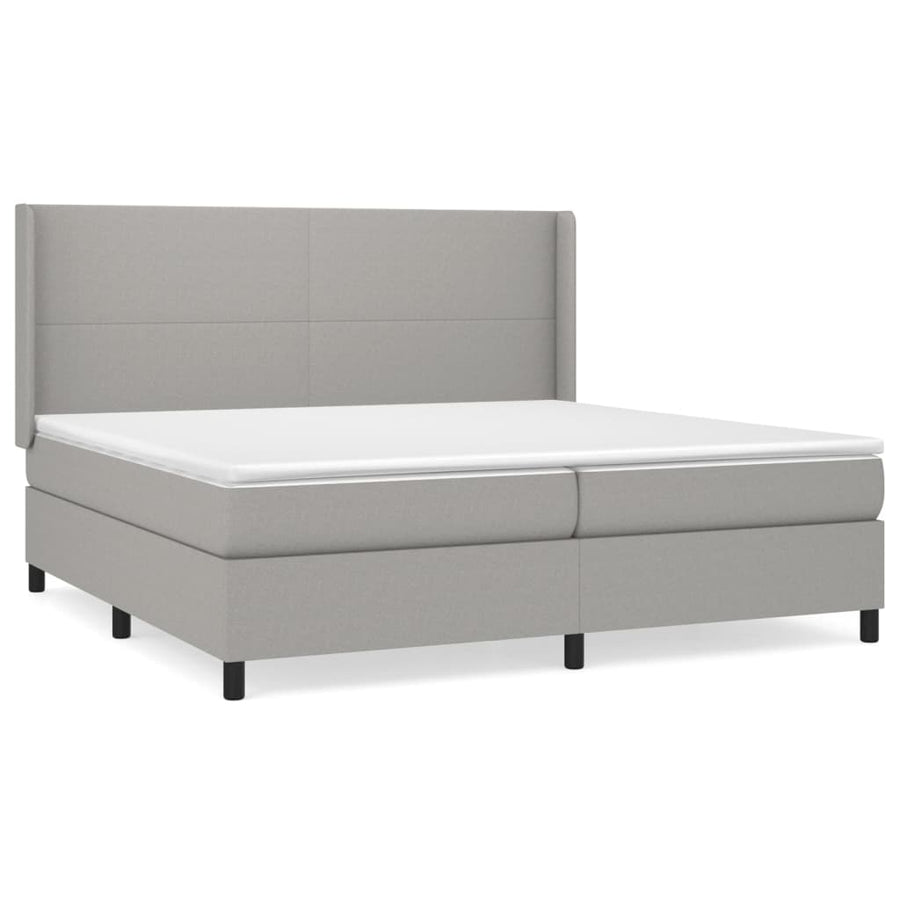 Boxspring Met Matras Stof Lichtgrijs 200 x 200 cm Effen ontwerp