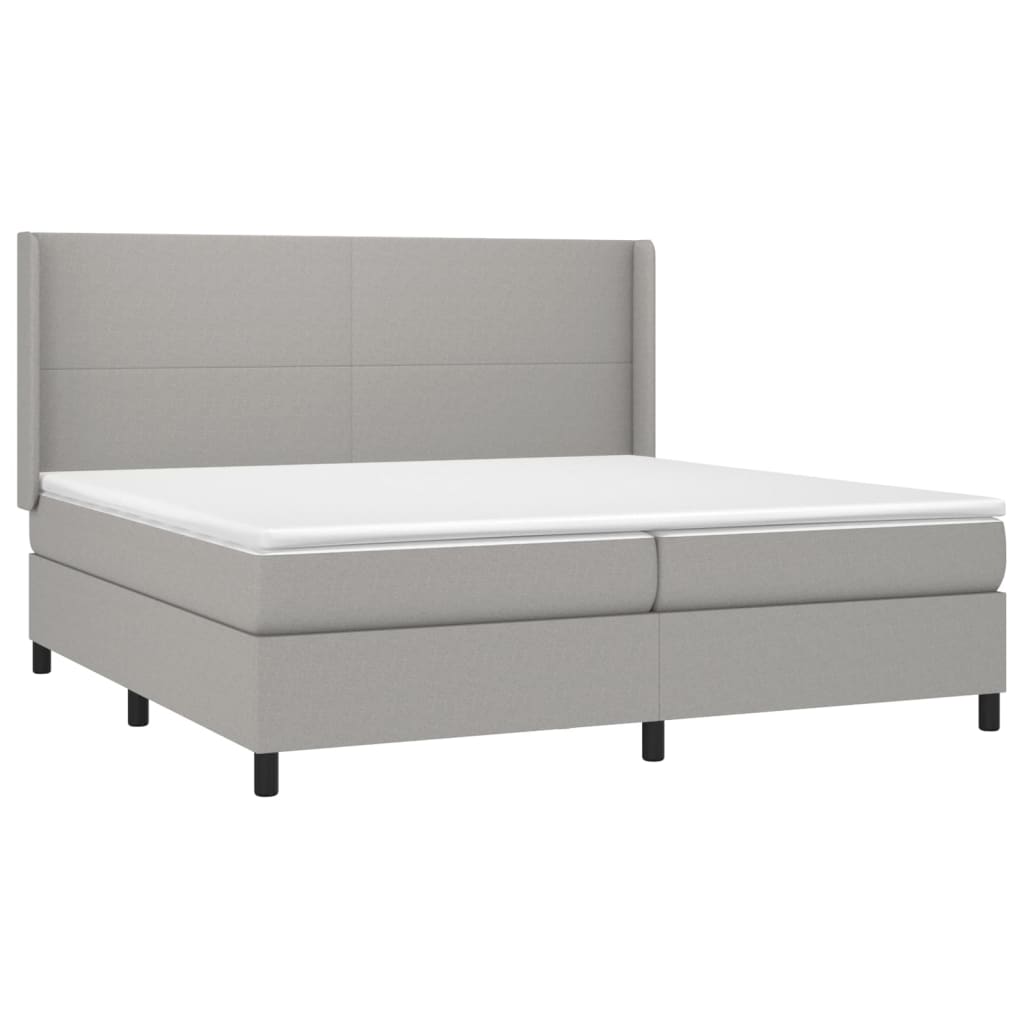 Boxspring Met Matras Stof Lichtgrijs 200 x 200 cm Effen ontwerp