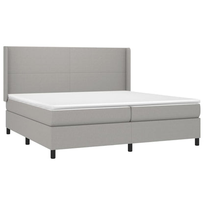 Boxspring Met Matras Stof Lichtgrijs 200 x 200 cm Effen ontwerp