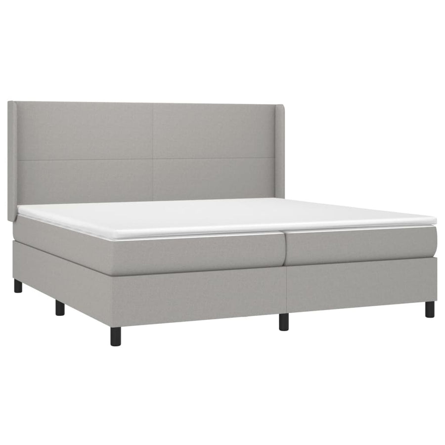 Boxspring Met Matras Stof Lichtgrijs 200 x 200 cm Effen ontwerp
