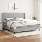 Boxspring Met Matras Stof Lichtgrijs 200 x 200 cm Effen ontwerp