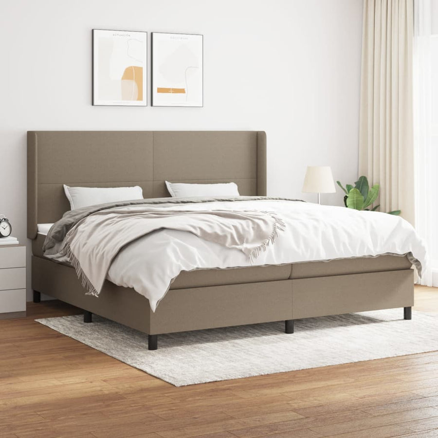 Boxspring Met Matras Stof Taupe 200X200 Cm Taupe 200 x 200 cm Effen ontwerp