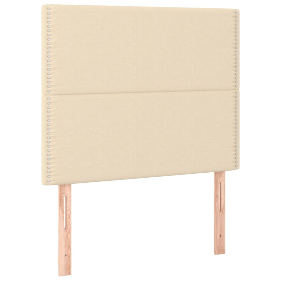 Boxspring met matras stof crèmekleurig 90x190 cm 90 x 190 cm Effen met spijkers