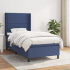 Boxspring Met Matras Stof Blauw 90 x 190 cm Effen met spijkers