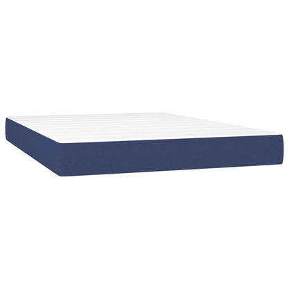 Boxspring Met Matras Stof Blauw 140 x 190 cm Effen met spijkers