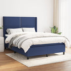 Boxspring Met Matras Stof Blauw 140 x 190 cm Effen met spijkers