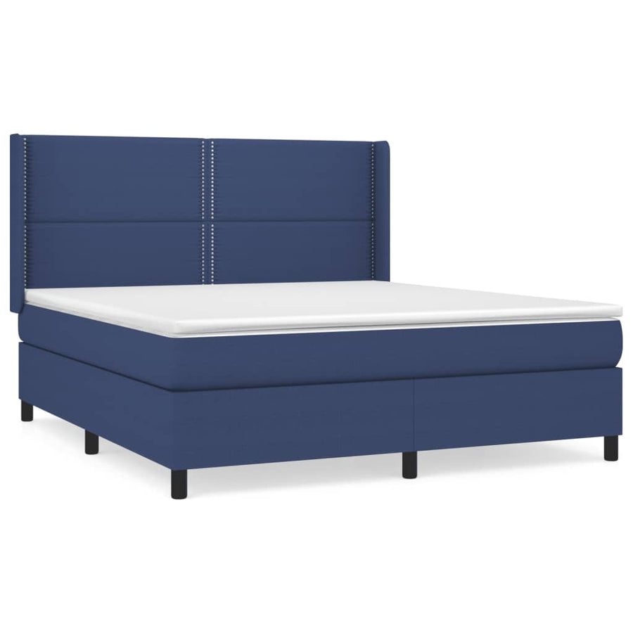Boxspring Met Matras Stof Blauw 180 x 200 cm Effen met spijkers