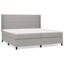 Boxspring Met Matras Stof Lichtgrijs 200 x 200 cm Effen met spijkers