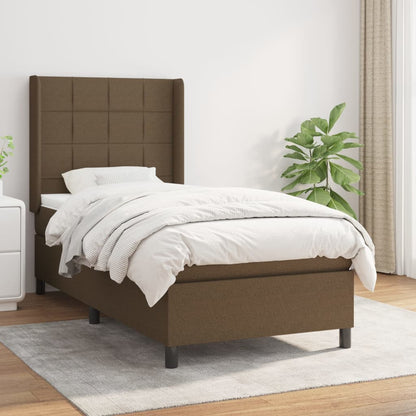 Boxspring met matras stof donkerbruin 80x200 cm