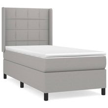 Boxspring Met Matras Stof Lichtgrijs 90 x 190 cm Blok met vierkanten