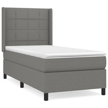 Boxspring Met Matras Stof Donkergrijs 90 x 190 cm Blok met vierkanten