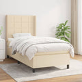 Boxspring met matras stof crèmekleurig 100x200 cm