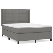 Boxspring Met Matras Stof Donkergrijs 140 x 190 cm Blok met vierkanten